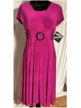 R&M Richards Fuschia Dress Belted, Size 8, NWT